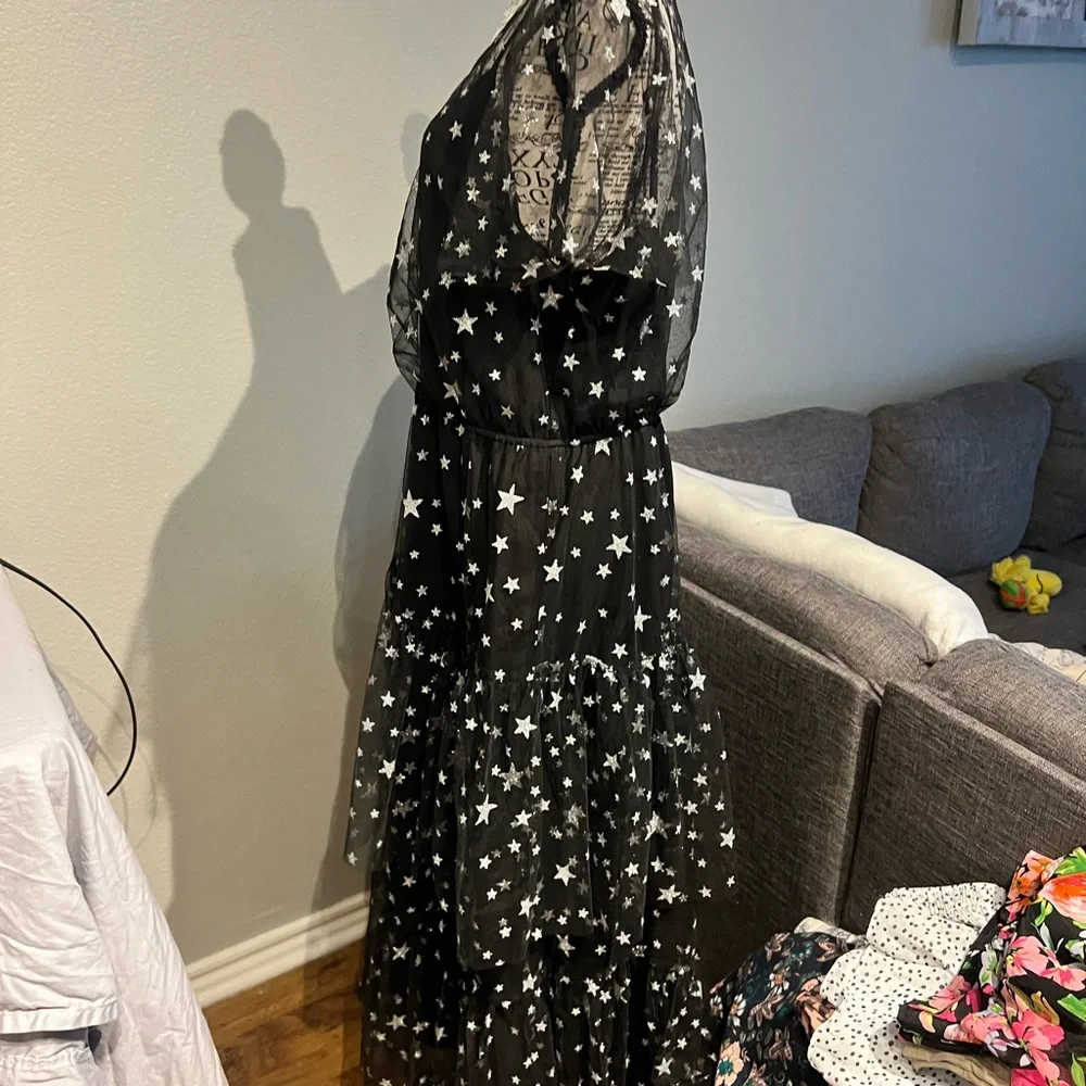 Starry Black Sheer Dress - Picture 3 of 6